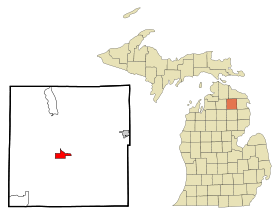 Montmorency County Michigan Incorporated and Unincorporated areas Atlanta Highlighted.svg