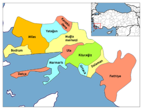 Districts de la province de Muğla