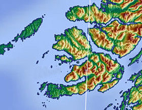 Carte topographique de l'île de Mull avec le Ross of Mull au sud.