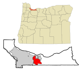 Multnomah County Oregon Incorporated and Unincorporated areas Gresham Highlighted.svg