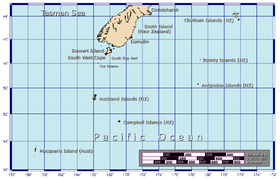 Carte de localisation des îles Campbell.