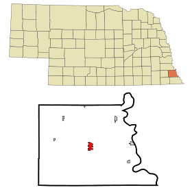 Nemaha County Nebraska Incorporated and Unincorporated areas Auburn Highlighted.svg