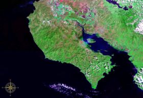 Image satellite de la péninsule de Nicoya.