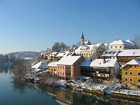 Novo Mesto en hiver, sur les bords de la rivière Krka