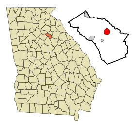 Oconee County Georgia Incorporated and Unincorporated areas Watkinsville Highlighted.svg