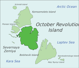 Île de la Révolution d'Octobre dans la Terre du Nord