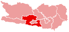 Localisation du Bezirk de Villach-Land dans le Land autrichien de Carinthie
