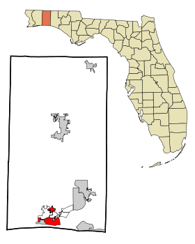 Okaloosa County Florida Incorporated and Unincorporated areas Fort Walton Beach Highlighted.svg