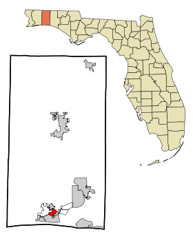 Okaloosa County Florida Incorporated and Unincorporated areas Ocean City Highlighted.svg