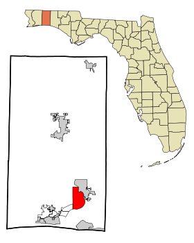 Okaloosa County Florida Incorporated and Unincorporated areas Valparaiso Highlighted.svg