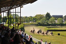 Course de trot attelé à l'hippodrome de l'Île Arrault