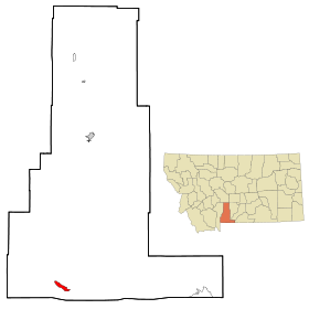 Park County Montana Incorporated and Unincorporated areas Gardiner Highlighted.svg