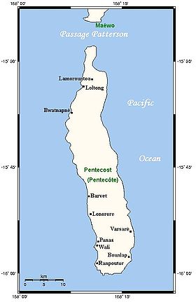 Carte de l'île de Pentecôte.
