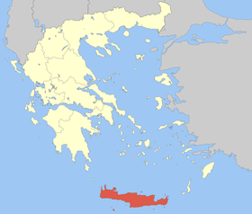 Carte de la Grèce montrant la Crète