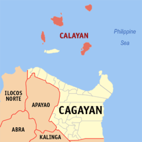 Carte de Cagayan avec localisation de Calayan
