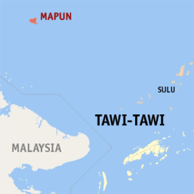 Carte de Tawi-Tawi montrant l'emplacement de Mapun
