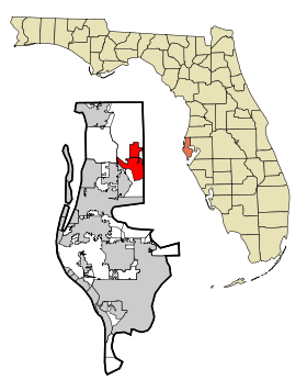 Pinellas County Florida Incorporated and Unincorporated areas Oldsmar Highlighted.svg