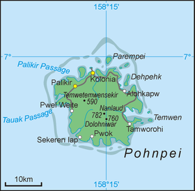 Situation de Palikir sur l'île de Pohnpei.