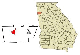 Polk County Georgia Incorporated and Unincorporated areas Cedartown Highlighted.svg