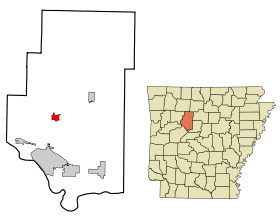 Pope County Arkansas Incorporated and Unincorporated areas Dover Highlighted.svg