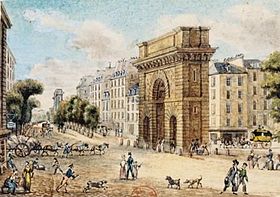 La porte et le boulevard Saint-Martin en 1829.