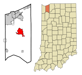 Porter County Indiana Incorporated and Unincorporated areas Valparaiso Highlighted.svg