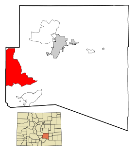 Pueblo County Colorado Incorporated and Unincorporated areas Beulah Valley Highlighted.svg
