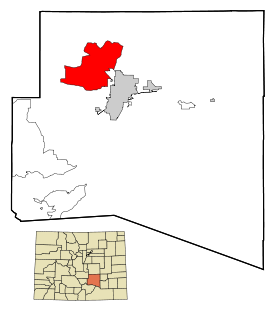 Pueblo County Colorado Incorporated and Unincorporated areas Pueblo West Highlighted.svg