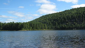 Réserve écologique vu de l'autre rive du lac Arcand