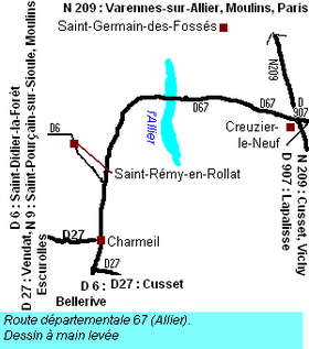 Carte de la route départementale 67