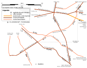 Carte de la route nationale 389
