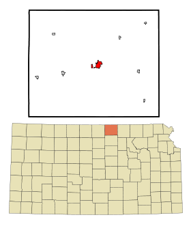 Republic County Kansas Incorporated and Unincorporated areas Belleville Highlighted.svg