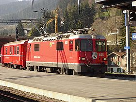 Arrivée d’un train à Klosters, à l’extrémité nord de la ligne de la Vereina.