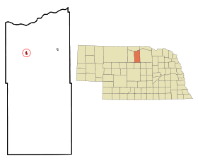 Rock County Nebraska Incorporated and Unincorporated areas Bassett Highlighted.svg
