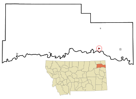 Roosevelt County Montana Incorporated and Unincorporated areas Culbertson Highlighted.svg
