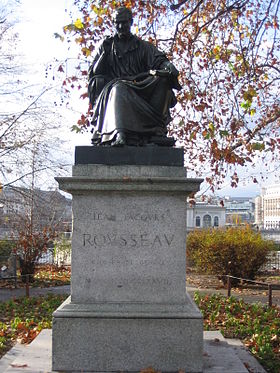 Statue de Rousseau sur l'île du même nom