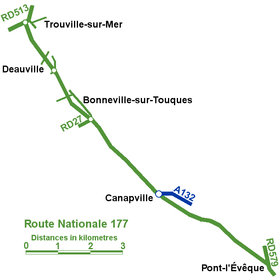 Carte de la route nationale 177