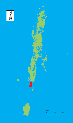 îles Andaman, avec l'île Rutland en rouge