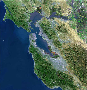 Image satellite de la baie et de la péninsule de San Francisco.