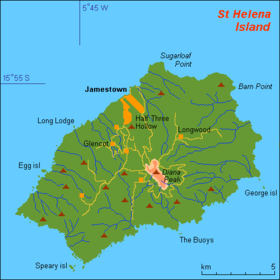 Carte de l'île Sainte-Hélène.
