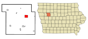 Sac County Iowa Incorporated and Unincorporated areas Sac City Highlighted.svg