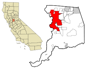 Sacramento County California Incorporated and Unincorporated areas Sacramento Highlighted.svg