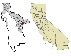 San Mateo County California Incorporated and Unincorporated areas Atherton Highlighted.svg