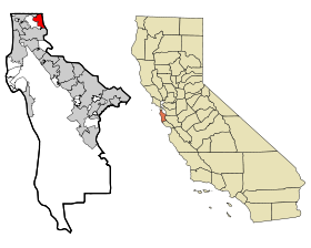 San Mateo County California Incorporated and Unincorporated areas Brisbane Highlighted.svg