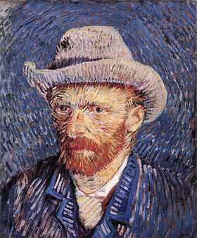Autoportrait au chapeau de feutre, 1887, huile sur toile, 41,7 cm par 32,7 cm, Amsterdam, Musée Van Gogh - Fondation Vincent van Gogh, F344/JH1353[Note 1].