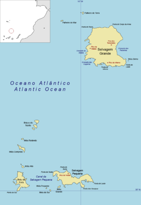 Carte des îles Selvagens.