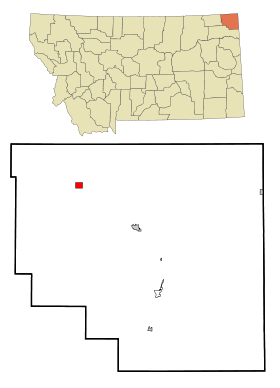 Sheridan County Montana Incorporated and Unincorporated areas Outlook Highlighted.svg