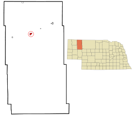 Sheridan County Nebraska Incorporated and Unincorporated areas Rushville Highlighted.svg