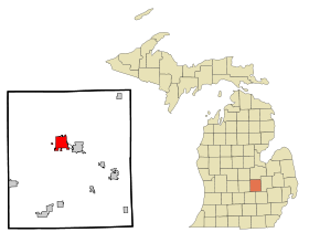 Shiawassee County Michigan Incorporated and Unincorporated areas Owosso Highlighted.svg
