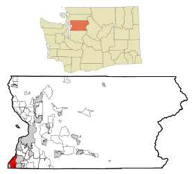 Snohomish County Washington Incorporated and Unincorporated areas Edmonds Highlighted.svg